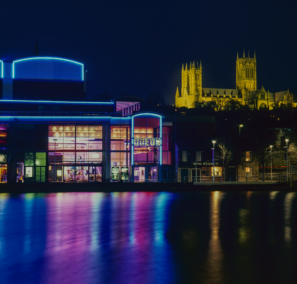 Natural Scotland Travel Photography - Lincoln Cathedral and Odeon Cinema across Brayford Wharf, Lincolnshire
